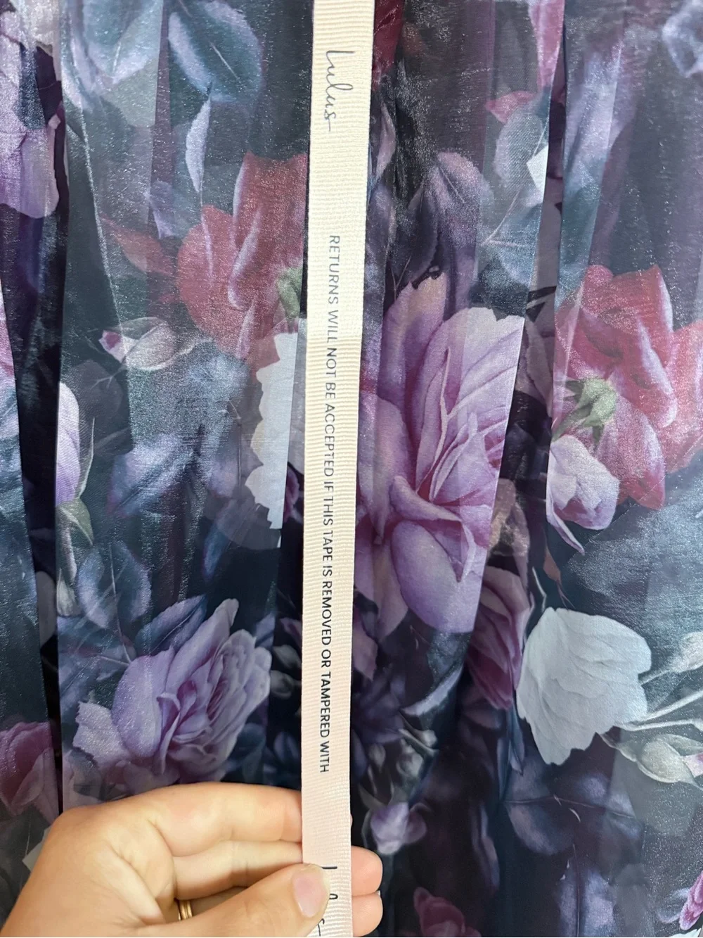 Lulu's Plum and Black Floral Strapless Gown - Picture 5 of 5